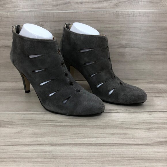 Adrienne Vittadini Booties Women's 9 Trent Gray Suede Heel Ankle Boots - Picture 4 of 11